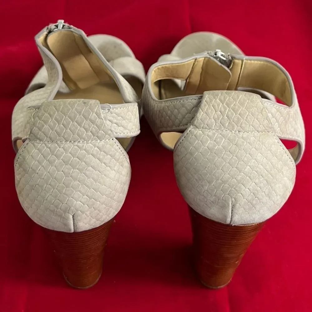 Michael Michael Kors Berkeley Snakeskin Leather T-Strap Platform Sandals, 8 - Picture 10 of 14